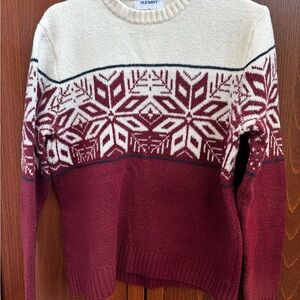 Old Navy Men’s Sweater in Cream and Burgundy